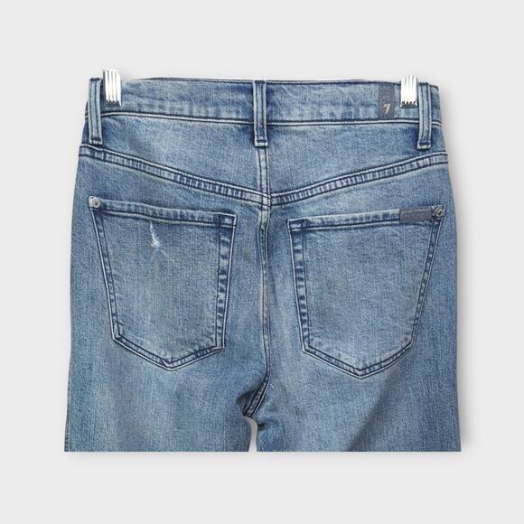 Womens 7 For All Mankind High Waist Cropped Straight Blue Jeans Size 26 - Picture 6 of 6